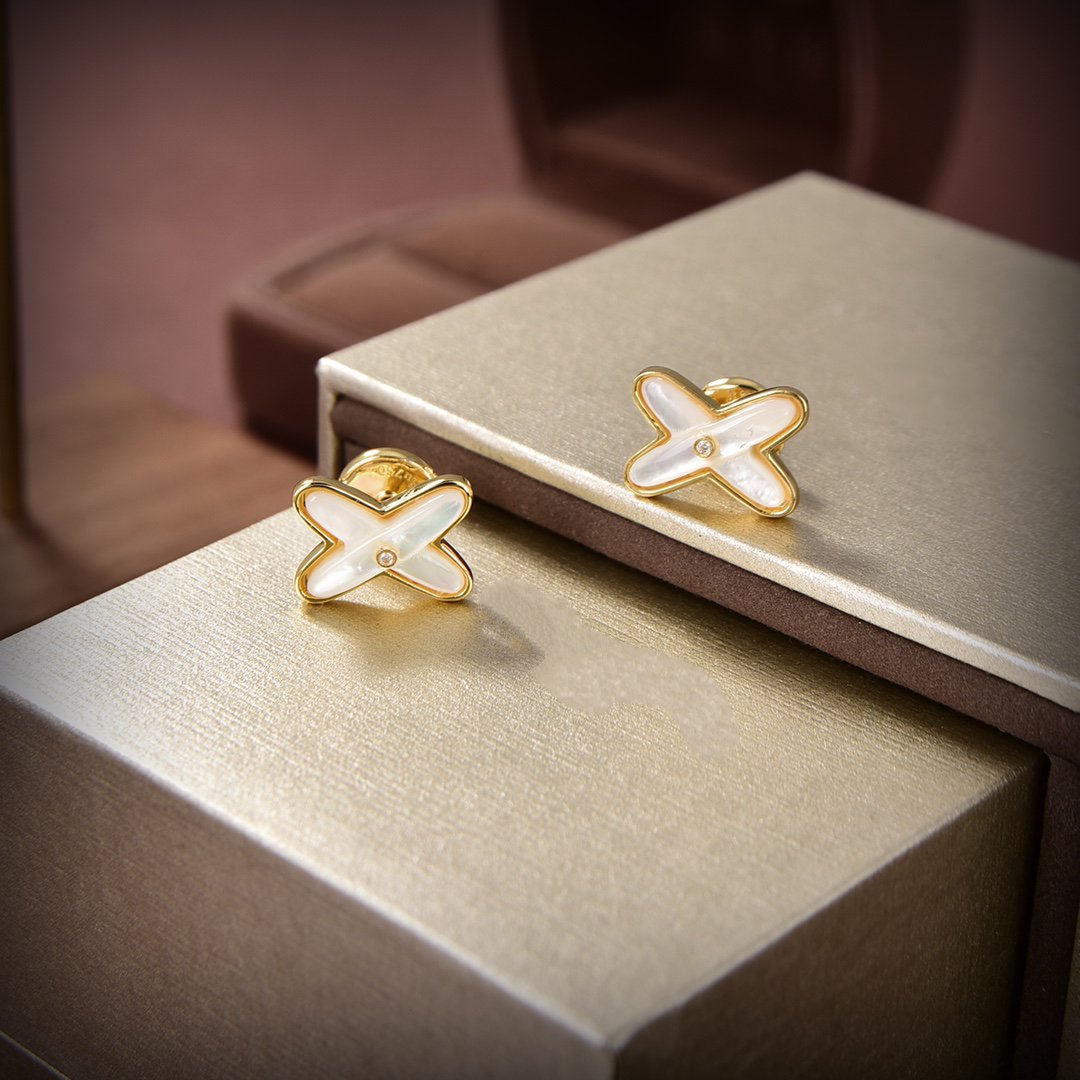 [Angela Jewellery]JEUX DE WHITE MOP GOLD DIAMOND OHRRINGE