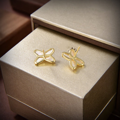 [Angela Jewellery]JEUX DE WHITE MOP GOLD DIAMOND OHRRINGE