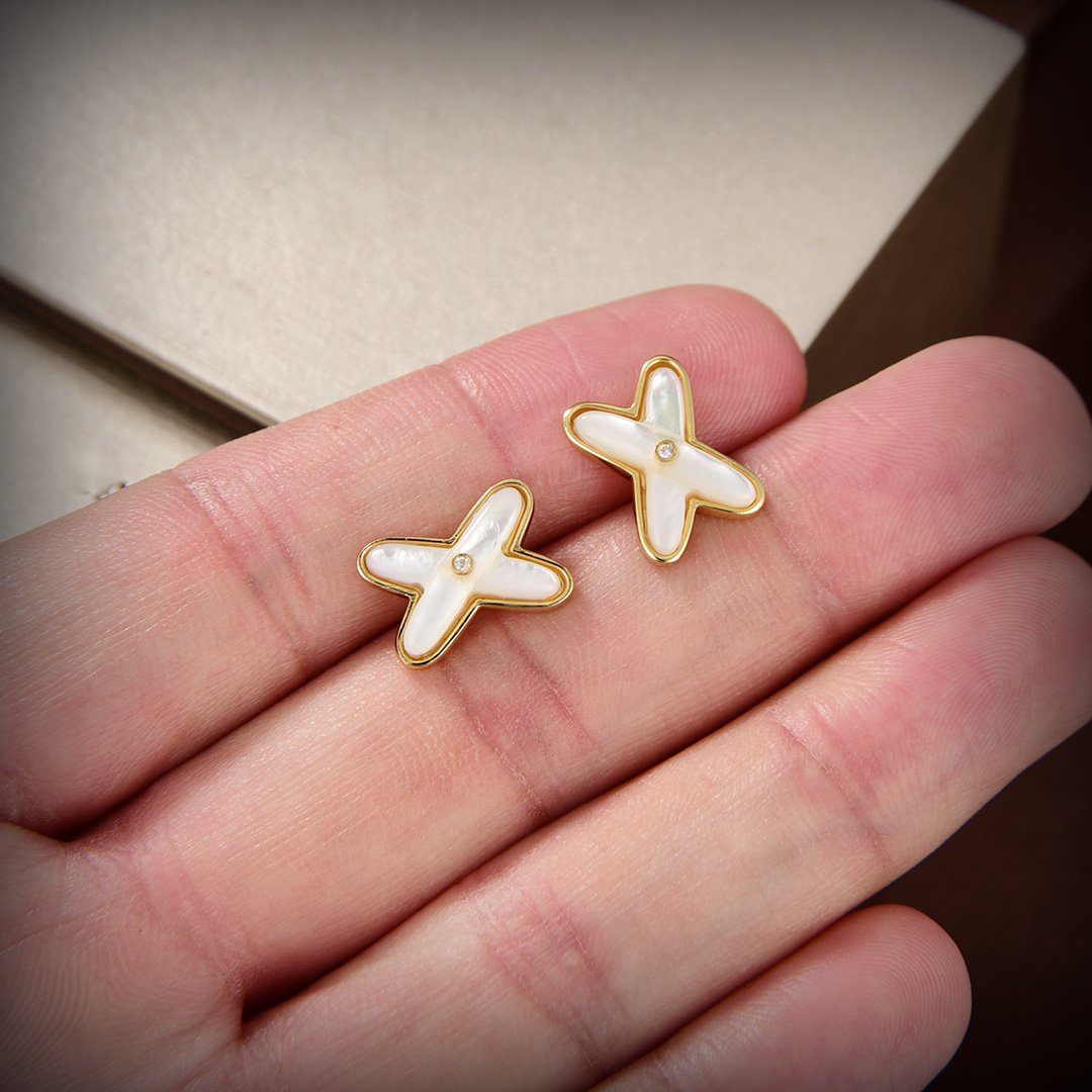 [Angela Jewellery]JEUX DE WHITE MOP GOLD DIAMOND OHRRINGE