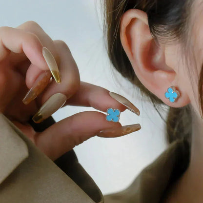 [Angela Schmuck]CLOVER MINI 9,5MM ONYX OHRSTECKER SILBER
