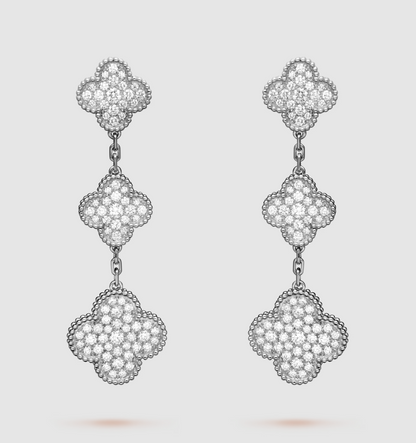 [Angela Jewellery]Ohrhänger aus Silber mit Kleeblatt-Motiv und Diamanten