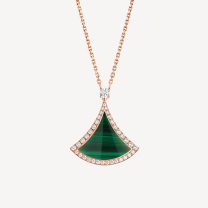 [Angela Jewellery] Halskette aus Roségold mit Malachit und Diamanten