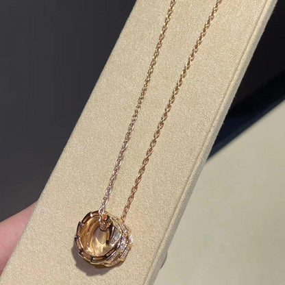 [アンジェラジュエリー]セルペンティ ピンクゴールド ネックレス ダブルリング ダイヤモンド