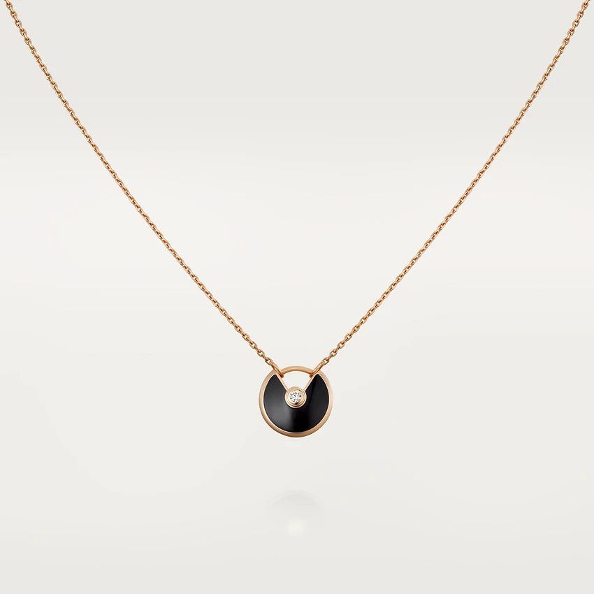 [Angela Schmuck]AMULETT ROSÉGOLD ONYX HALSKETTE