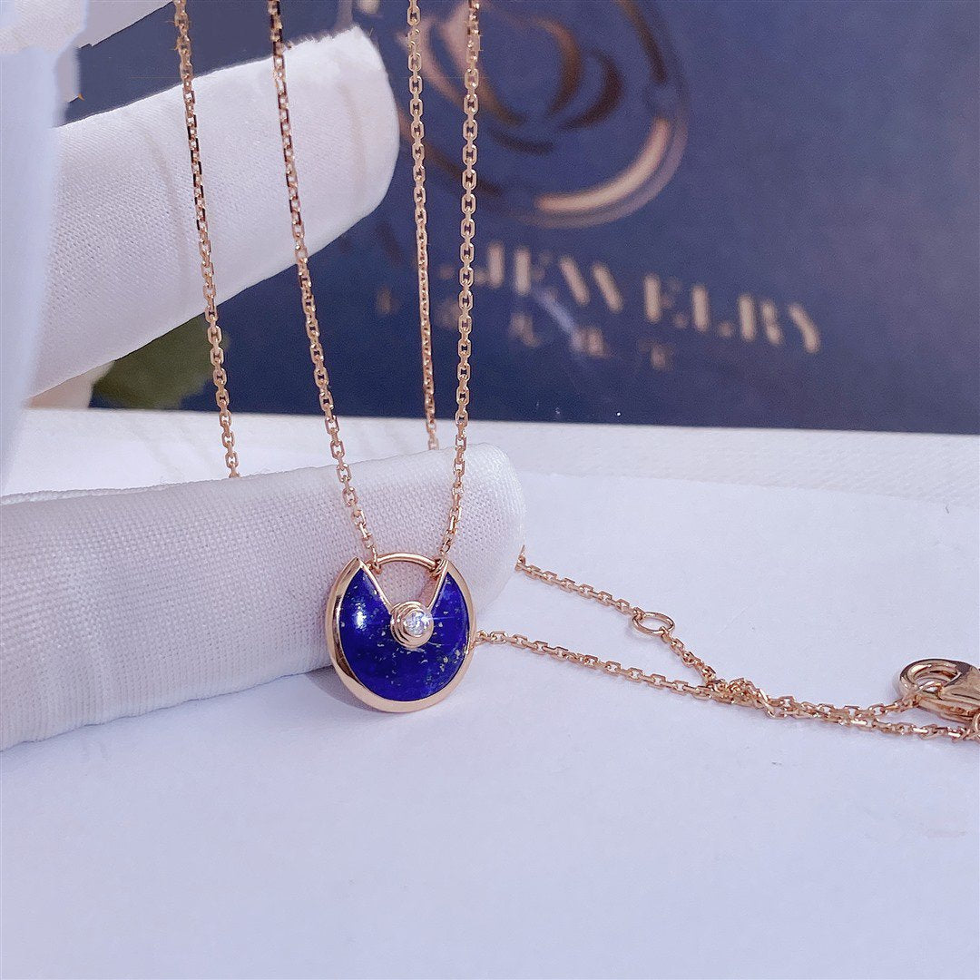[Angela Schmuck]AMULETT ROSÉGOLD ACHAT HALSKETTE