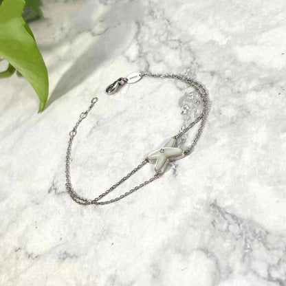 [Angela Jewellery]JEUX BRACELET WHITE MOP SILVER 1 DIAMOND