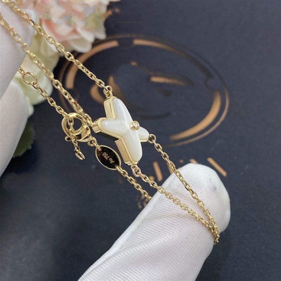 [Angela Jewellery]JEUX ARMBAND WEISSES MOP GOLD 1 DIAMANT