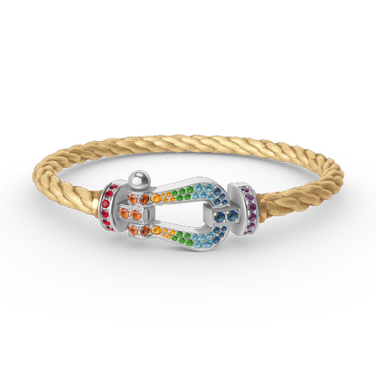 [Angela Jewellery] FORC großes Hufeisen farbigen Diamanten Armband Silber 
