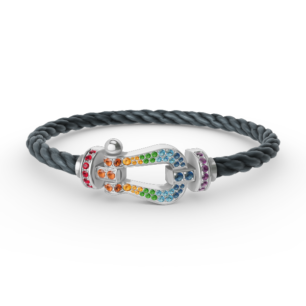 [Angela Jewellery] FORC großes Hufeisen farbigen Diamanten Armband Silber 
