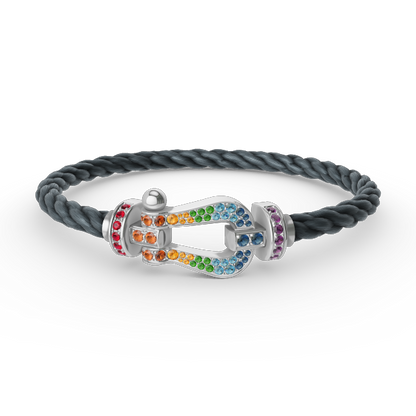 [Angela Jewellery] FORC großes Hufeisen farbigen Diamanten Armband Silber 