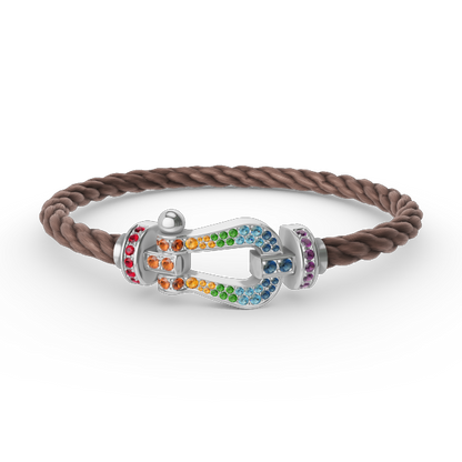 [Angela Jewellery] FORC großes Hufeisen farbigen Diamanten Armband Silber 