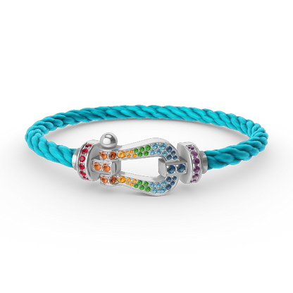 [Angela Jewellery] FORC großes Hufeisen farbigen Diamanten Armband Silber 