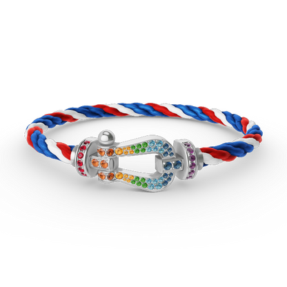 [Angela Jewellery] FORC großes Hufeisen farbigen Diamanten Armband Silber 