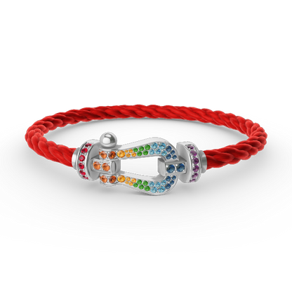 [Angela Jewellery] FORC großes Hufeisen farbigen Diamanten Armband Silber 