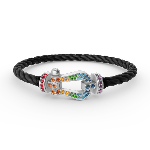 [Angela Jewellery] FORC großes Hufeisen farbigen Diamanten Armband Silber 