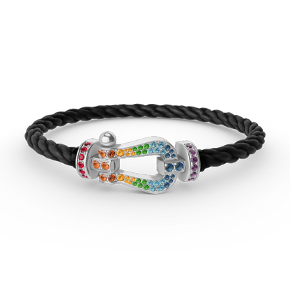 [Angela Jewellery] FORC großes Hufeisen farbigen Diamanten Armband Silber 
