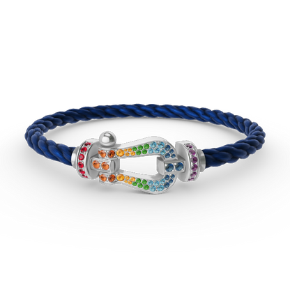 [Angela Jewellery] FORC großes Hufeisen farbigen Diamanten Armband Silber 