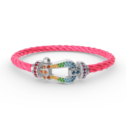 [Angela Jewellery] FORC großes Hufeisen farbigen Diamanten Armband Silber 