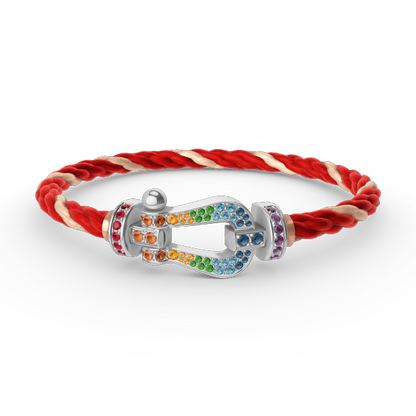 [Angela Jewellery] FORC großes Hufeisen farbigen Diamanten Armband Silber 