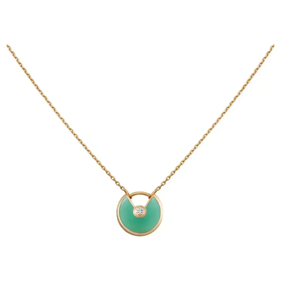 [Angela Schmuck]AMULETT GOLD MALACHIT HALSKETTE