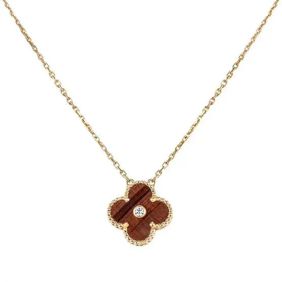 [Angela Jewellery]CLOVER 15MM DIAMOND AND YELLOW TIGER'S EYE AGATE necklace