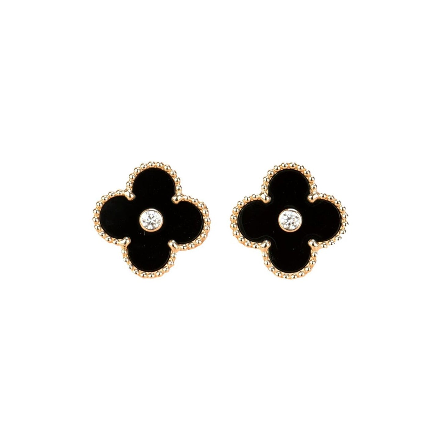 [Angela Schmuck]CLOVER MEDIUM 1 MOTIFS ONYX DIAMOND OHRRINGE