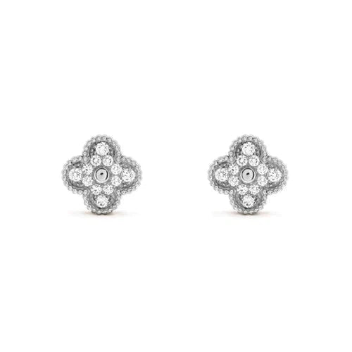[Angela Schmuck] KLEEBLATT 1 MOTIFS DIAMANT OHRSTECKER SILBER