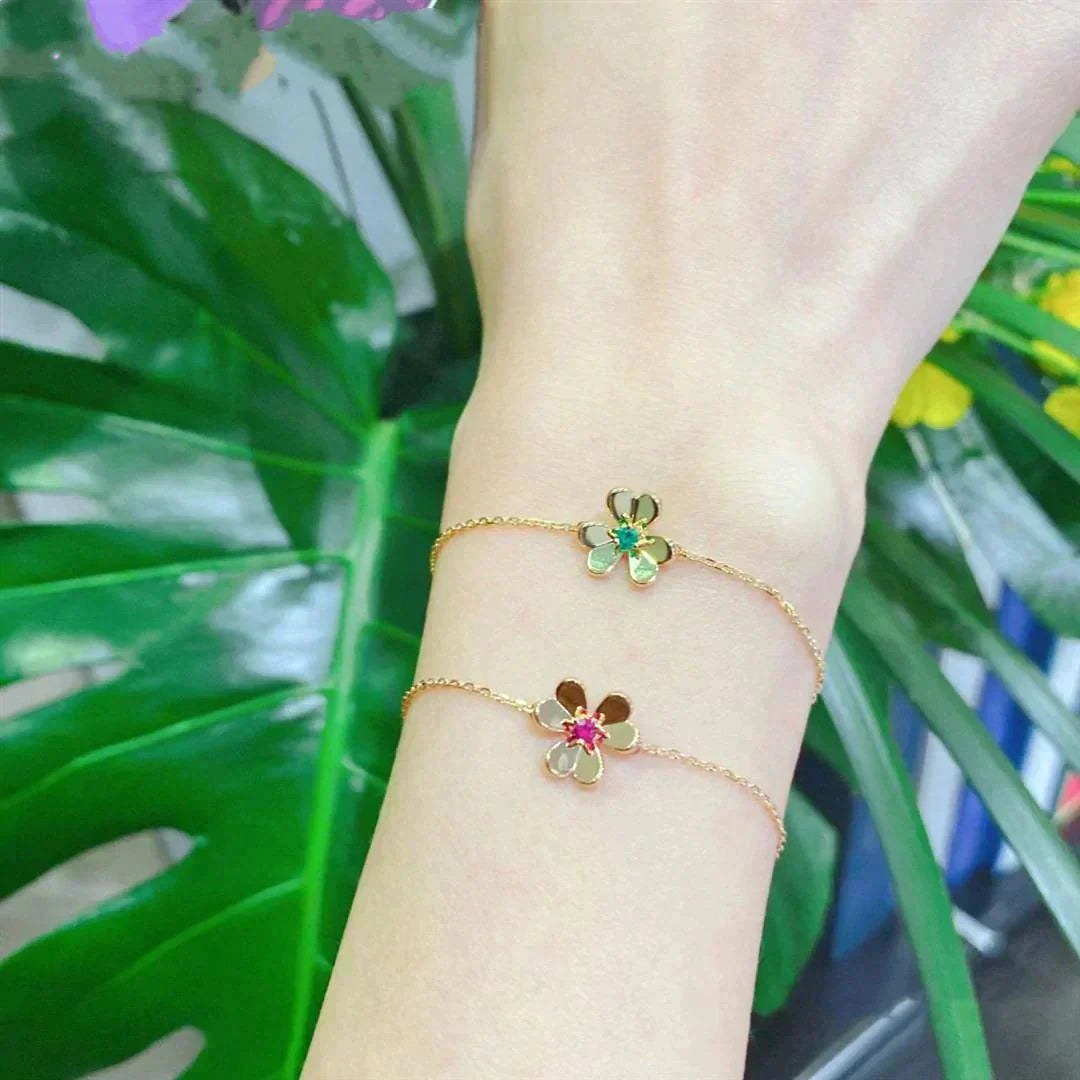 [Angela Schmuck]FRIVOLE GOLD BLUME ROSA MALACHIT ARMBAND