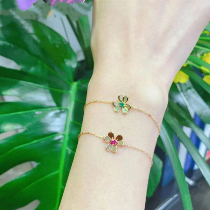 [Angela Schmuck]FRIVOLE GOLD BLUME ROSA MALACHIT ARMBAND