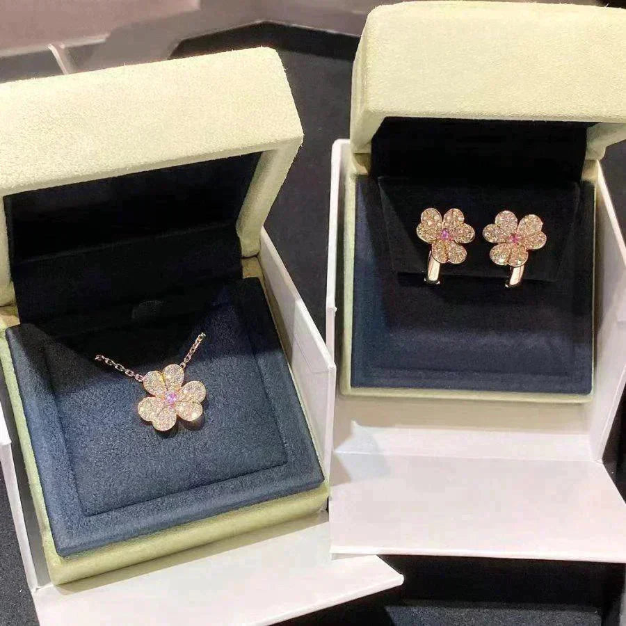 [アンジェラジュエリー]フリヴォル ローズゴールド フラワー ダイヤモンド ネックレス
