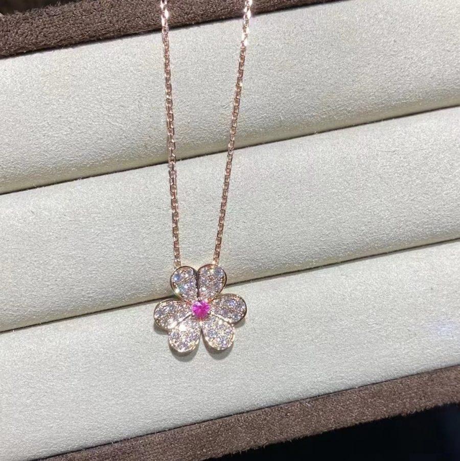 [アンジェラジュエリー]フリヴォル ローズゴールド フラワー ダイヤモンド ネックレス