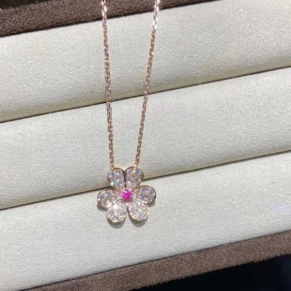 [アンジェラジュエリー]フリヴォル ローズゴールド フラワー ダイヤモンド ネックレス