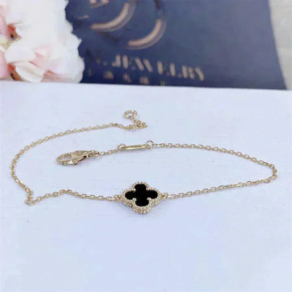 [Angela Schmuck]KLEEBLATT ONYX EINZELNE BLUME ARMBAND