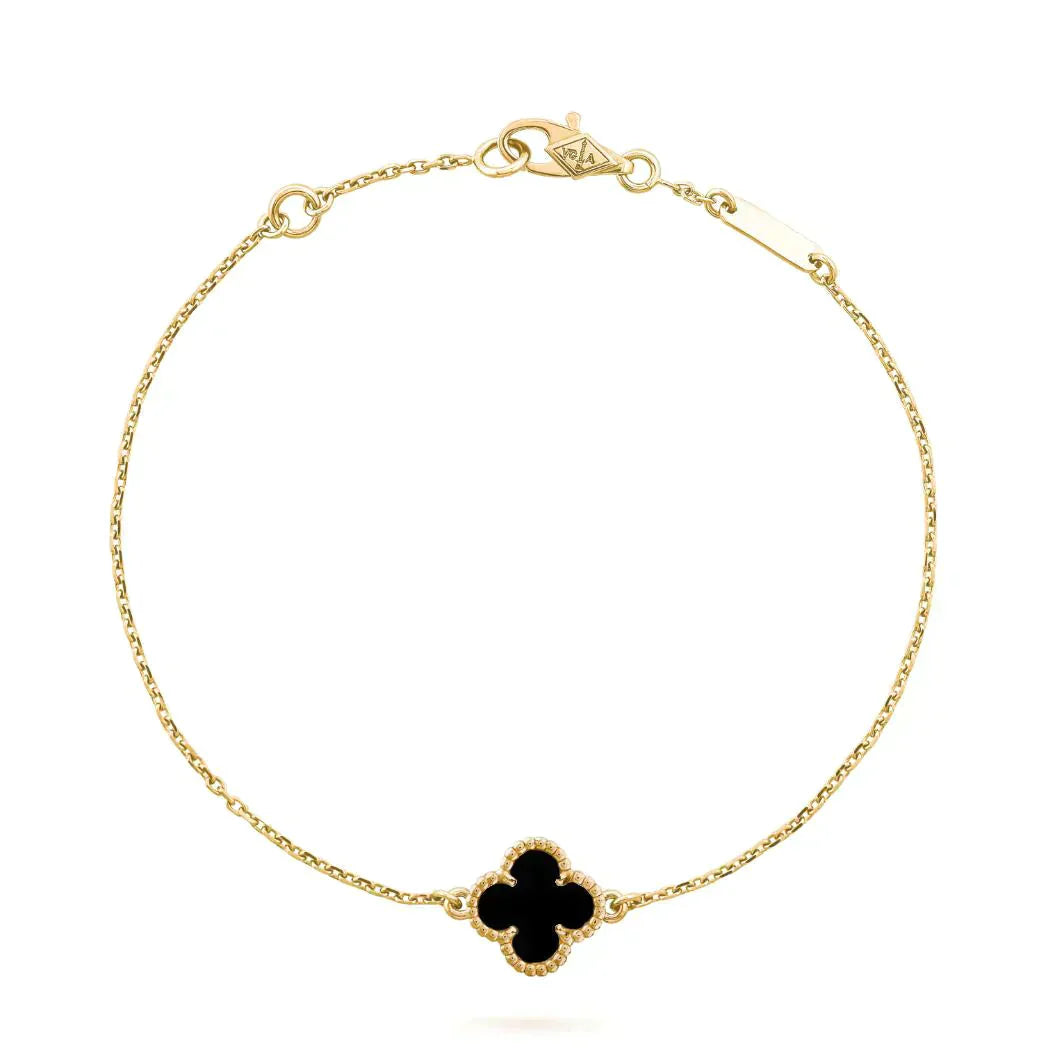 [Angela Schmuck]KLEEBLATT ONYX EINZELNE BLUME ARMBAND