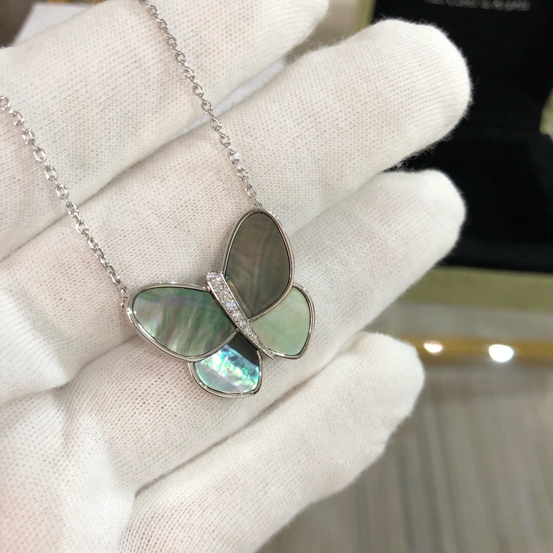 [Angela Jewellery]GROSSE SCHMETTERLINGS-SILBERANHÄNGER-DIAMANT-HALSKETTE