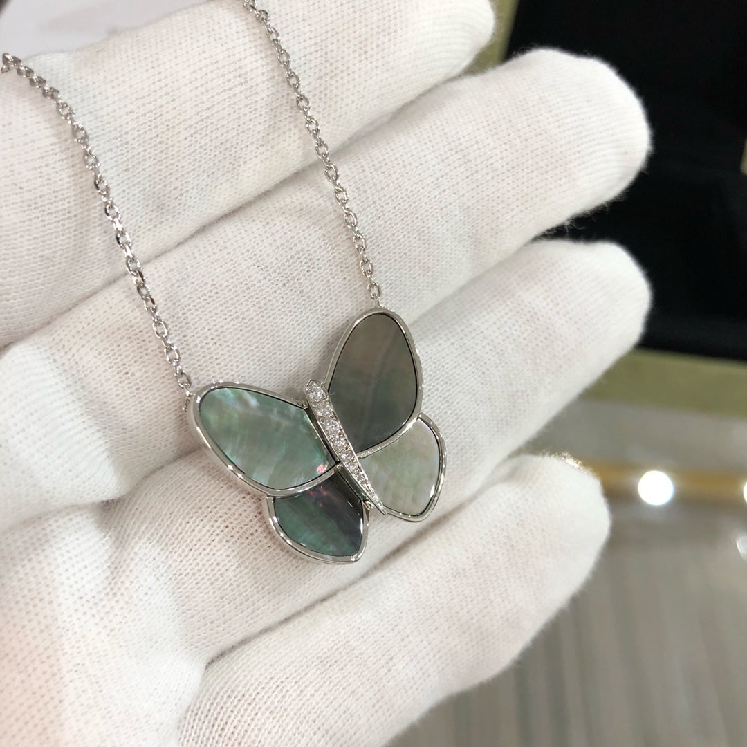 [Angela Jewellery]GROSSE SCHMETTERLINGS-SILBERANHÄNGER-DIAMANT-HALSKETTE