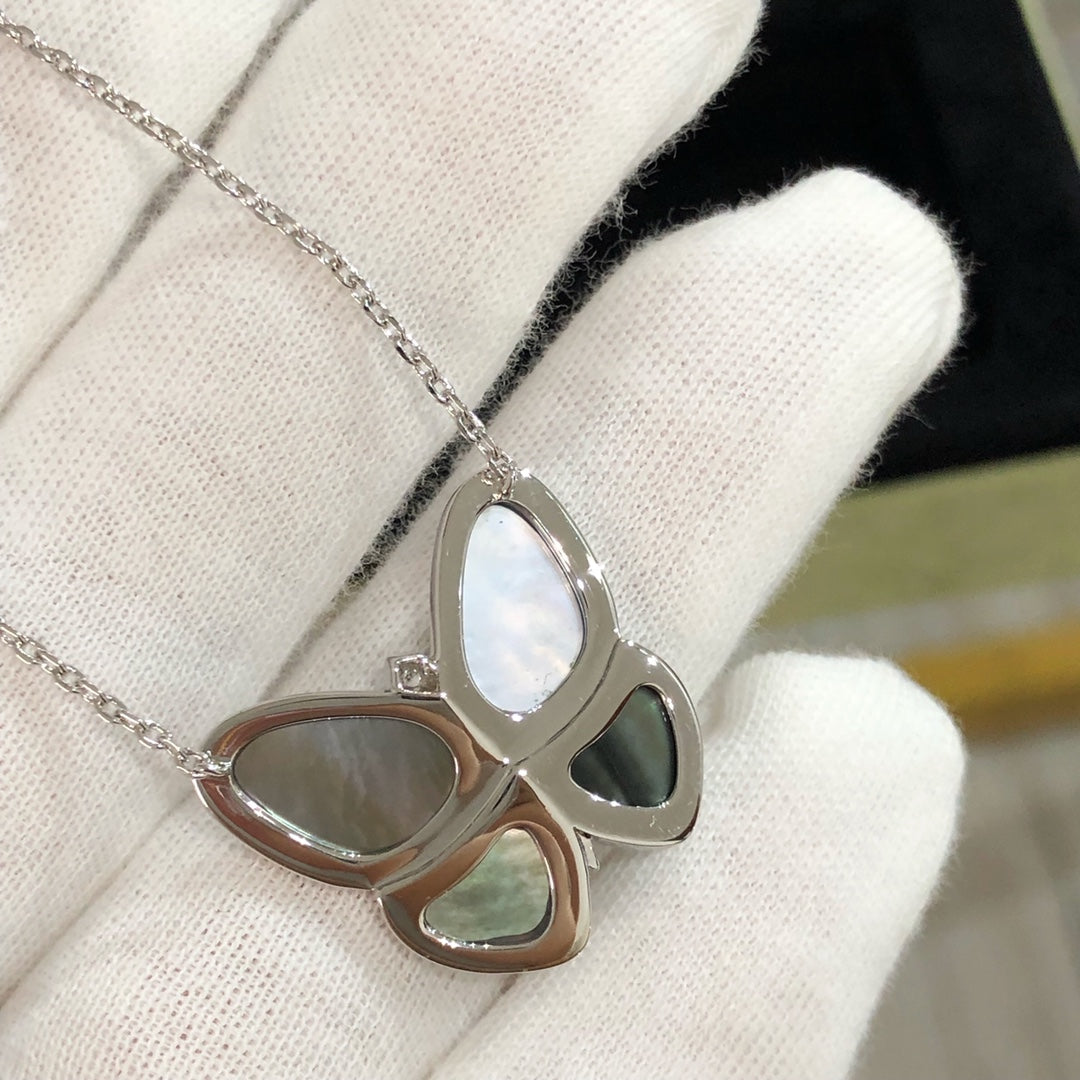 [Angela Jewellery]GROSSE SCHMETTERLINGS-SILBERANHÄNGER-DIAMANT-HALSKETTE