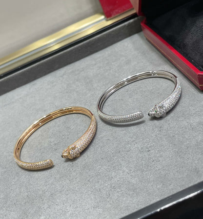 [アンジェラジュエリー]パンテール フルダイヤモンド オープンブレスレット
