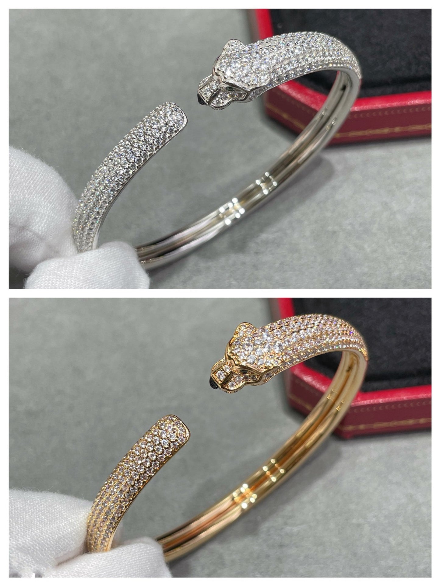 [アンジェラジュエリー]パンテール フルダイヤモンド オープンブレスレット