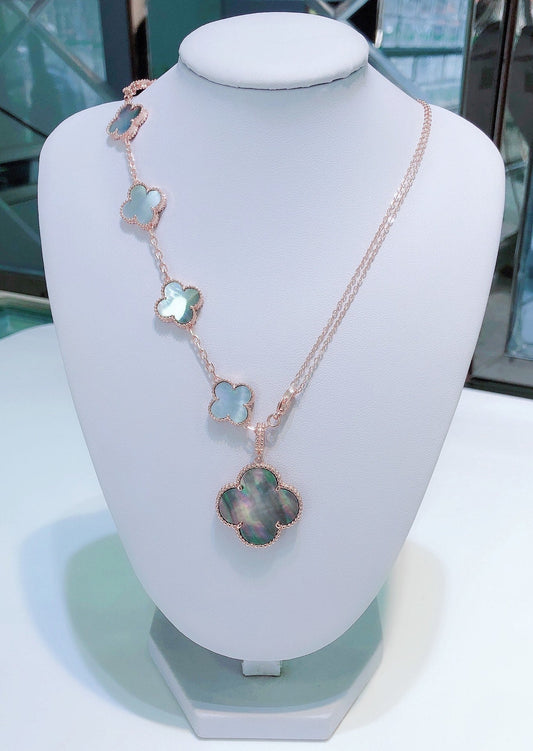 [アンジェラジュエリー]5モチーフブレスレットとネックレス ダークモップ ローズゴールド
