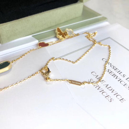 [アンジェラジュエリー]ラッキースプリング 4モチーフ ローズゴールドネックレス