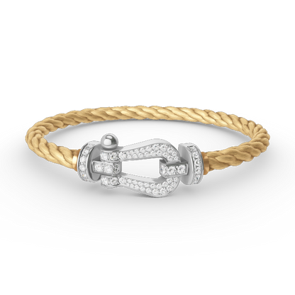 [Angela Jewellery]FORCE GROSSES HUFEISENARMBAND MIT VOLLMUNDDIAMANTEN, SILBER 