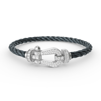 [Angela Jewellery]FORCE GROSSES HUFEISENARMBAND MIT VOLLMUNDDIAMANTEN, SILBER 