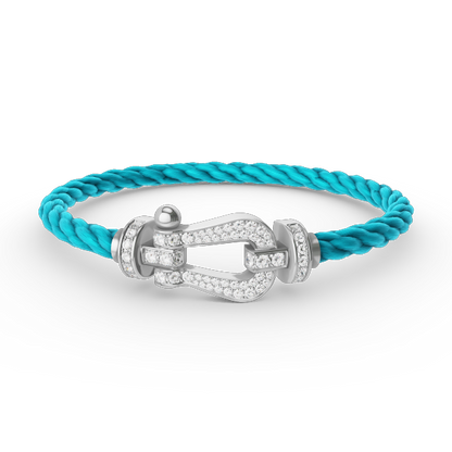 [Angela Jewellery]FORCE GROSSES HUFEISENARMBAND MIT VOLLMUNDDIAMANTEN, SILBER 