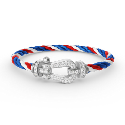 [Angela Jewellery]FORCE GROSSES HUFEISENARMBAND MIT VOLLMUNDDIAMANTEN, SILBER 