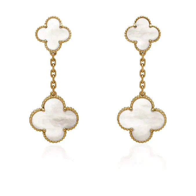 [Angela Schmuck]Ohrringe mit Kleeblatt-Motiv, 2 Stück, Weiß