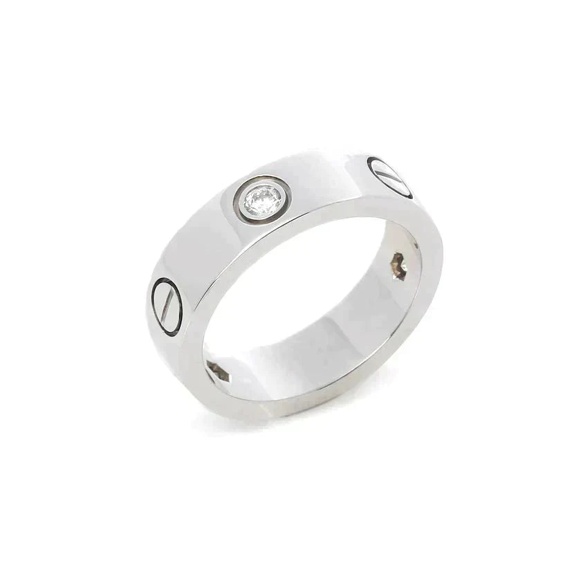 [アンジェラジュエリー]ラブリング 5.5mm 3ダイヤモンド シルバー