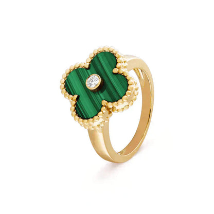 [Angela Schmuck]CLOVER MALACHIT RING GOLD DIAMANT