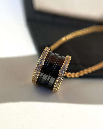 [Angela Schmuck]ZERO 1 SCHWARZE KERAMIK DIAMANT ROSGOLD HALSKETTE