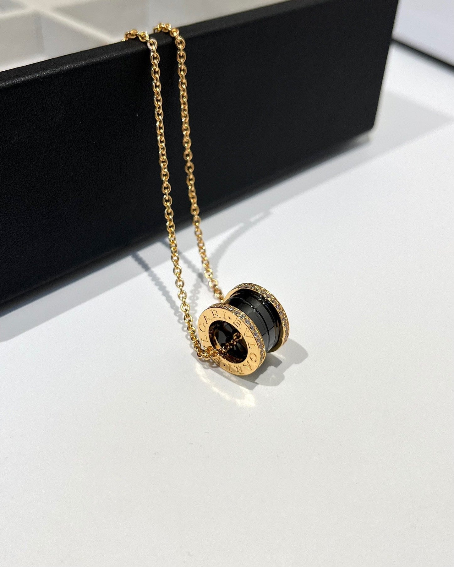 [Angela Schmuck]ZERO 1 SCHWARZE KERAMIK DIAMANT ROSGOLD HALSKETTE